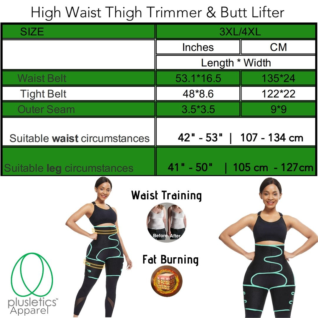 Arm Wraps & High Waisted & Thigh Belt Combo Slimmer & Butt Lifter –  Plusletics® Apparel - Fitness Chick Enterprises, Inc.