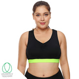High Support Black & Lime Green Racerback Sports Bra