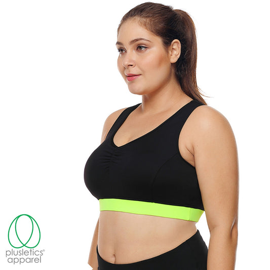High Support Black & Lime Green Racerback Sports Bra