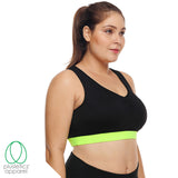 High Support Black & Lime Green Racerback Sports Bra
