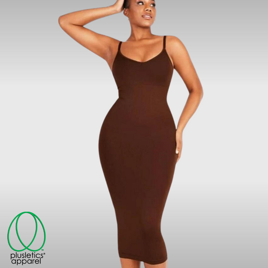 Sculptuous Femme Fatale Silhouette Shaper Dress Bronzed Beauty
