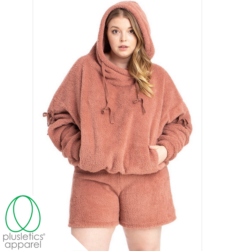 Cozy Girl Drawstring Hoodie Short Set - Main Image